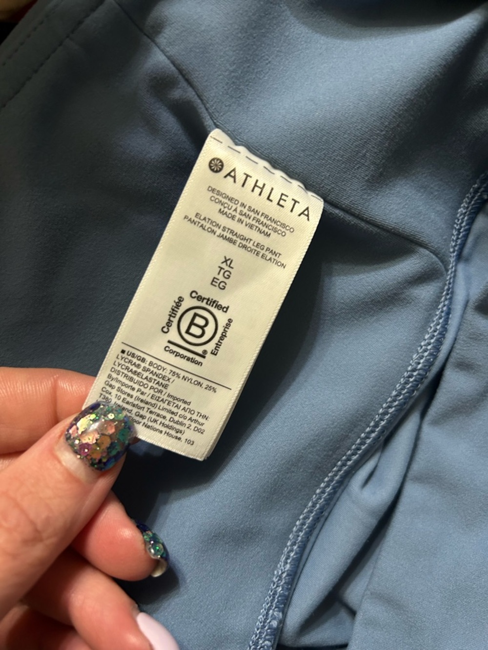 Athleta Elation Straight Leg Pant XL Blue High Rise Athletic Leggings - Picture 2 of 5
